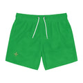 White Swim Trunks with Minimal Compass Logo — Men's Beach Shorts