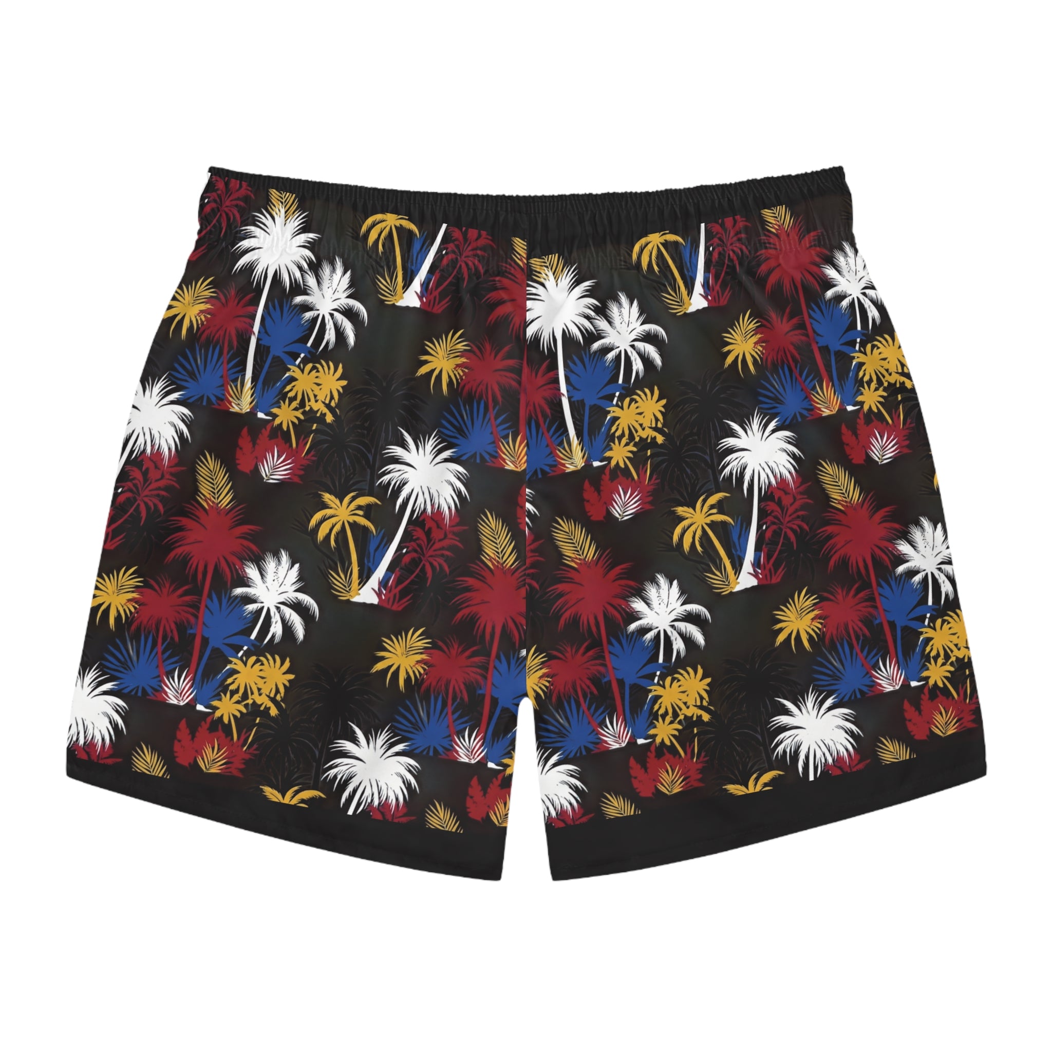 Tropical Palm Swim Trunks — Red, White & Blue Firework Palm Pattern