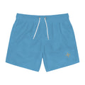 Light Blue Swim Trunks – Minimal Beach Shorts with Subtle Logo